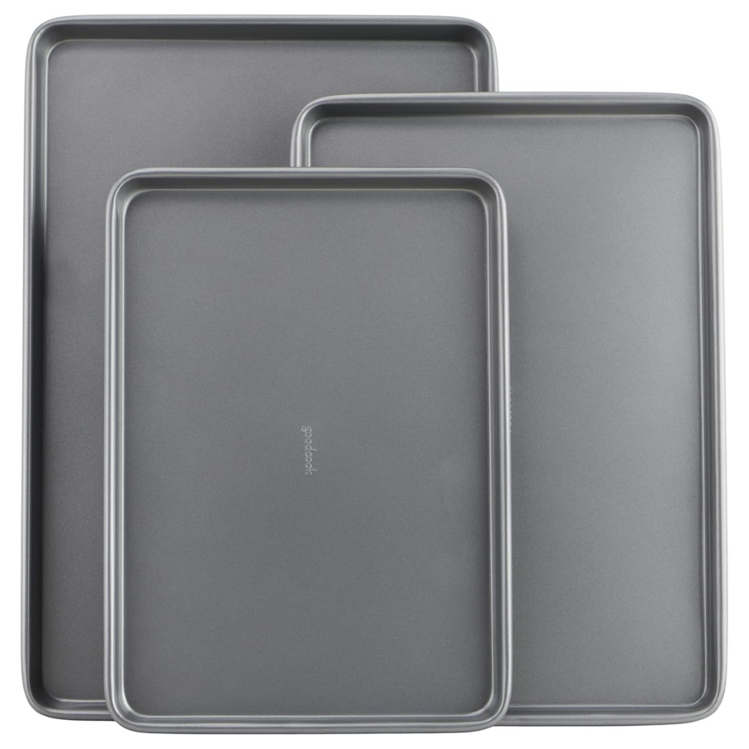 3-Piece Good Cook Nonstick Steel Cookie Sheet Set