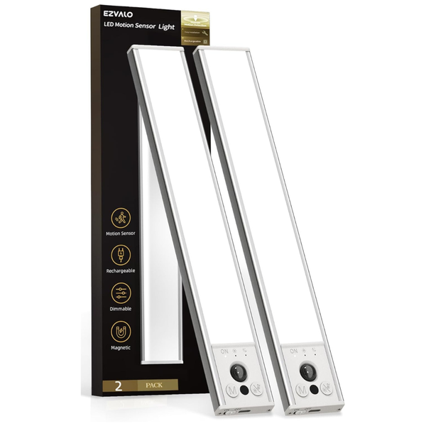 2-Pack 10" LED Motion Sensor Under Cabinet Lighting