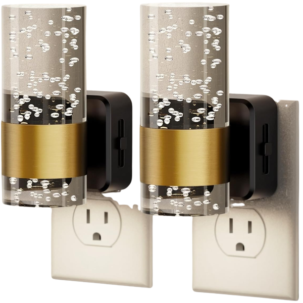 2-Pack JandCase Dimmable LED Wall Plug Night Lights W/ Sensor