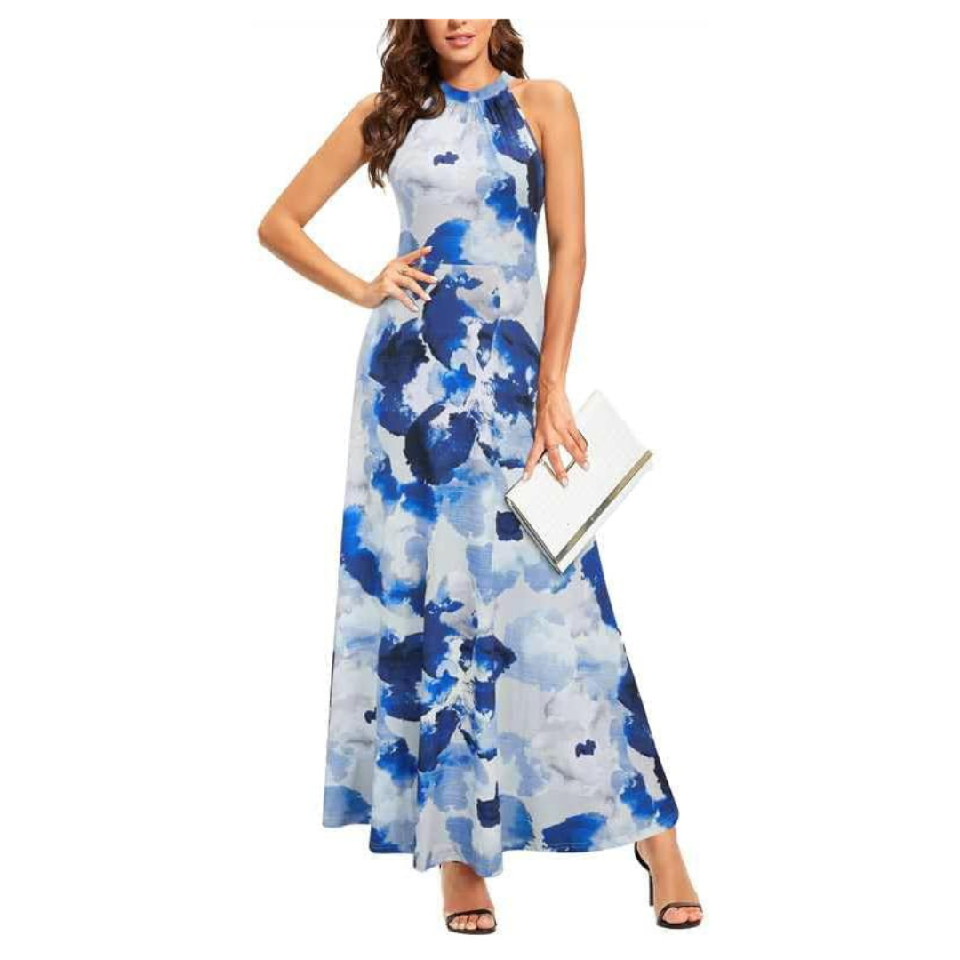 Styleword Women's Summer Floral Halter Maxi Dress