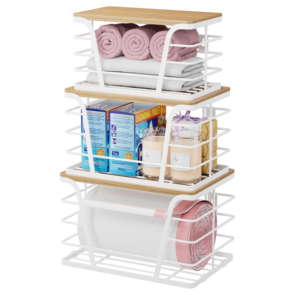 3-Pack Stackable Trash Bag Holder Dispenser With Lids