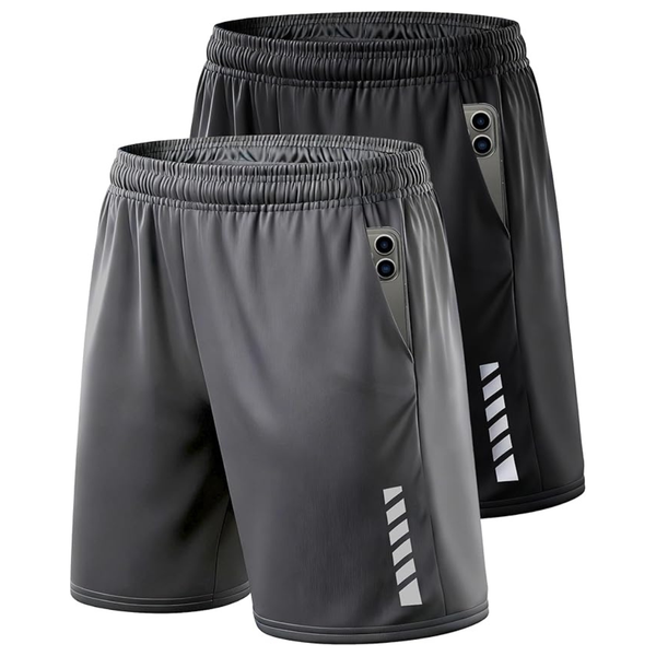 2-Pack Men's Athletic Shorts With Pockets And Elastic Waistband