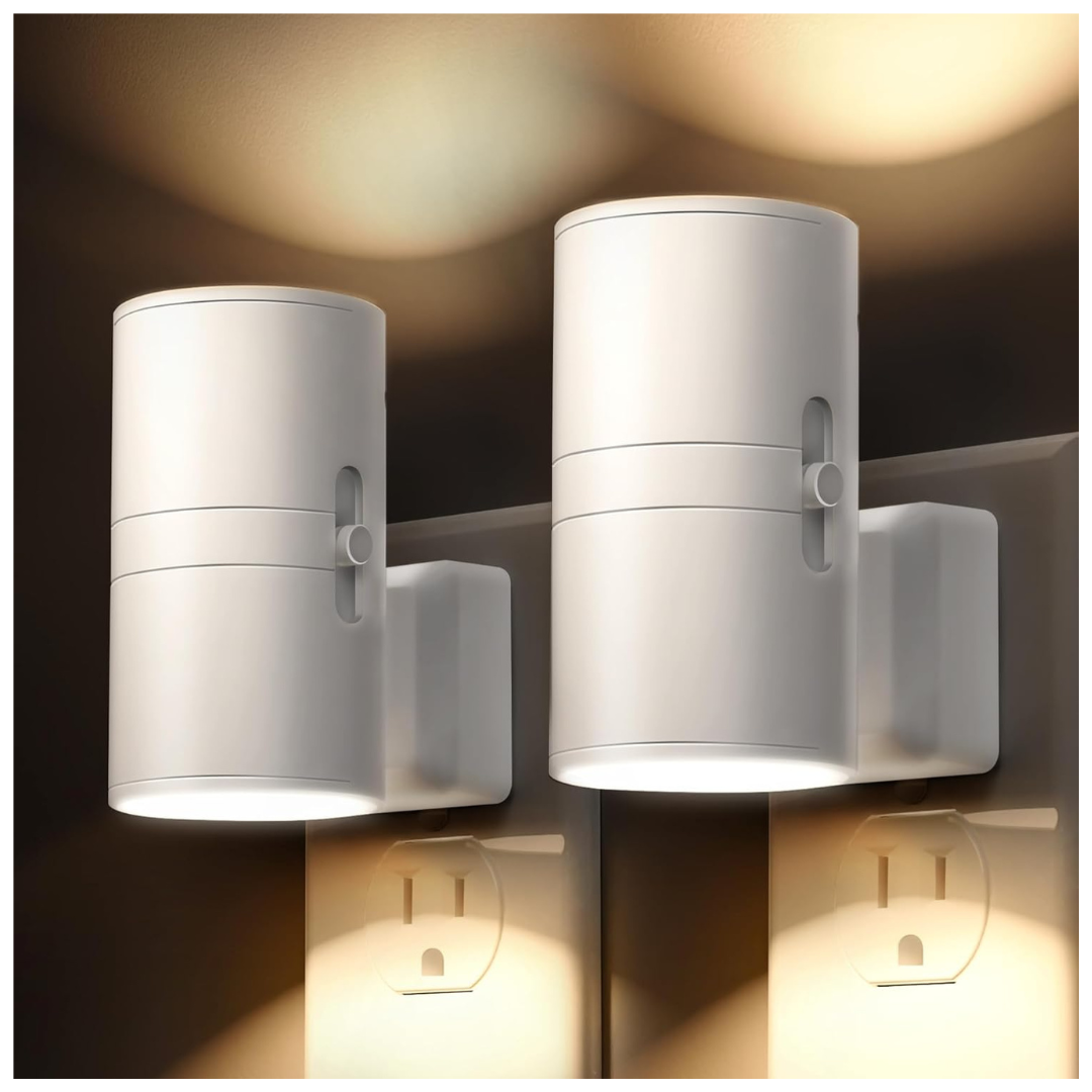 2-Pack L Lohas LED Adjustable Wall Plug Night Light (3000K)