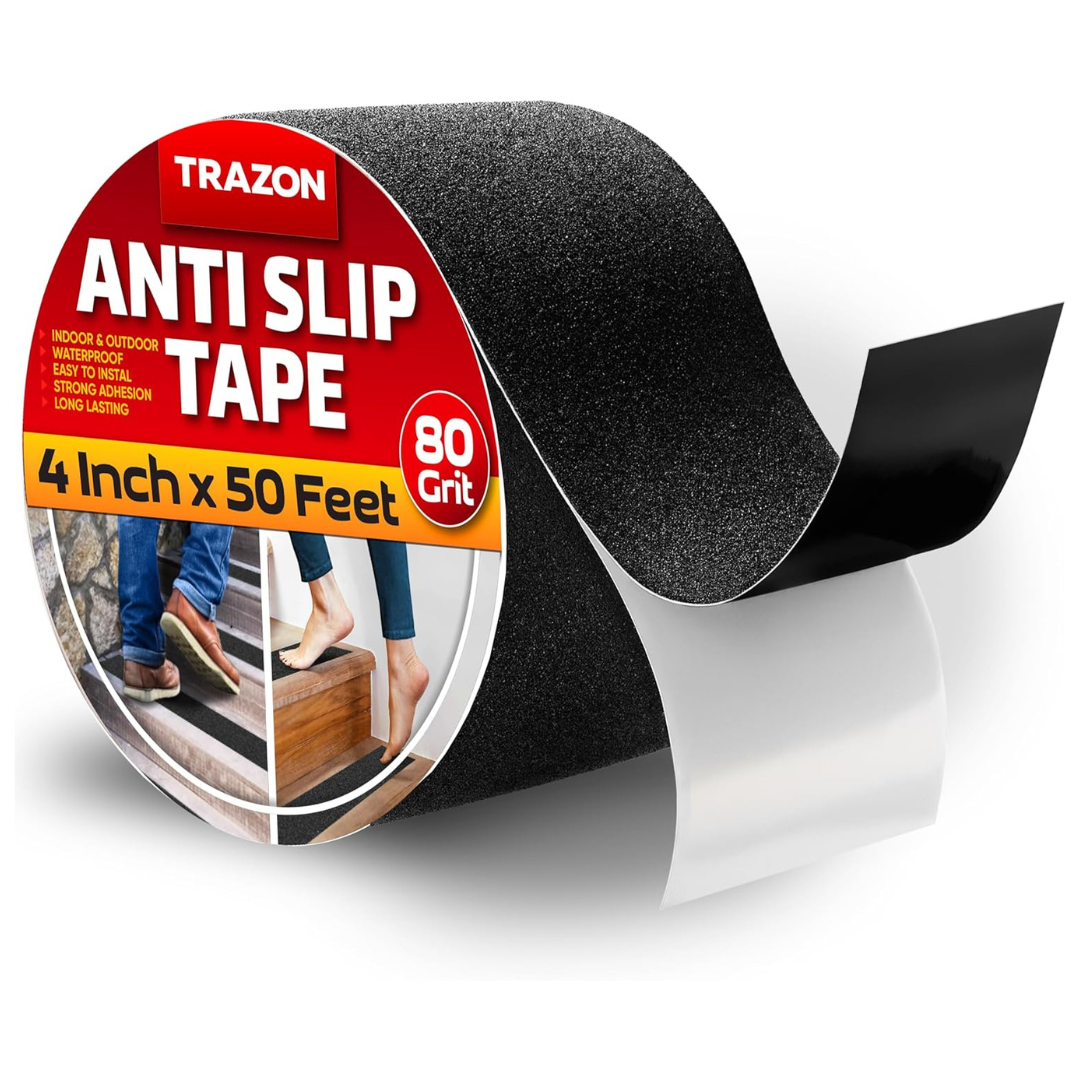 80 Grit Waterproof 4" x 50' Heavy Duty Anti Slip Grip Tape For Stairs