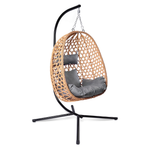 Patio Wicker Cushioned Swing Egg Chair With Stand