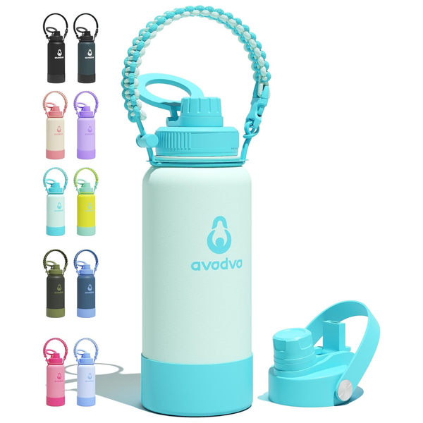 40-Oz Stainless Steel Insulated Water Bottle W/ Straw & Spout Lid (Various)