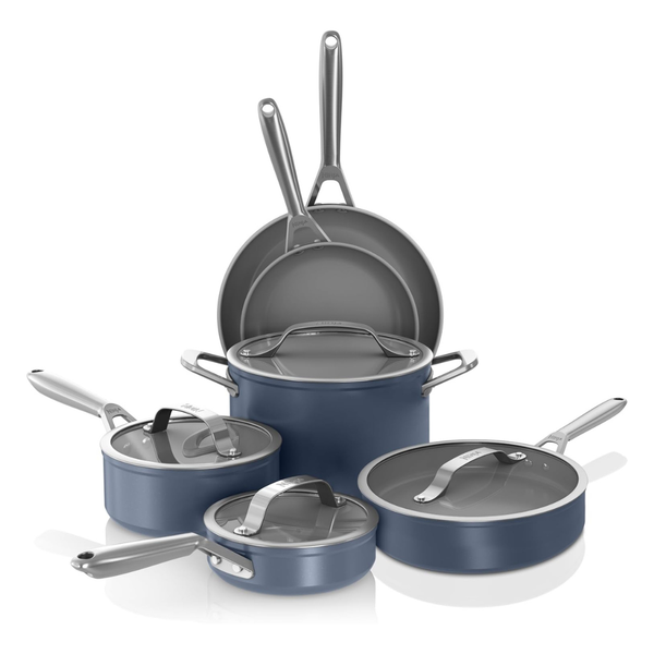 10-Piece Ninja Ceramic Pro Non-Stick Pots & Pans Cookware Set W/ Glass Lids