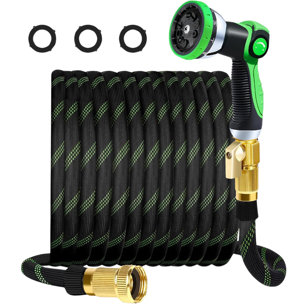 20-Ft Non-Expandable Garden Hose With 10 Function Nozzles