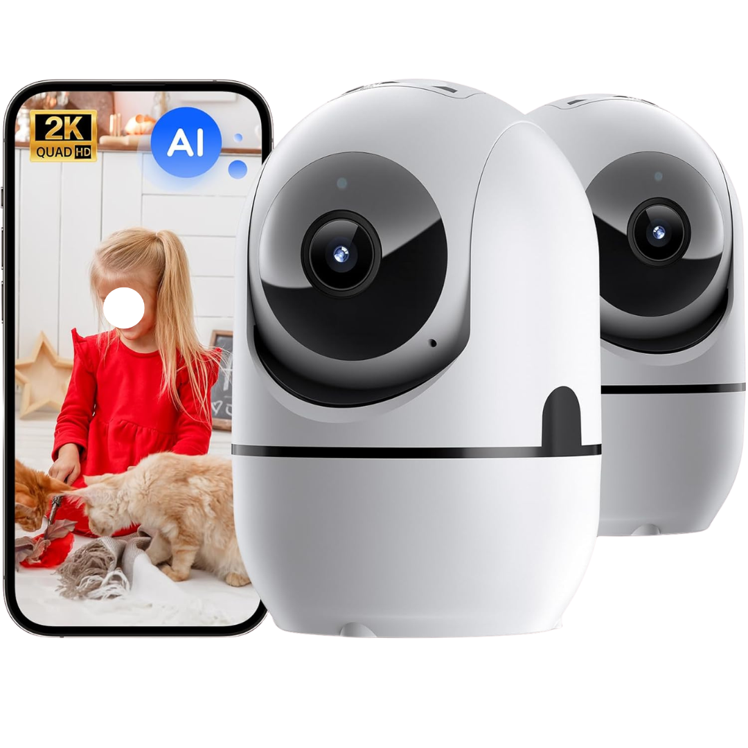 2-Pack 4K UHD 360 Deg.Pan-Tilt Motion Indoor Security Camera W/ Two-Way Audio