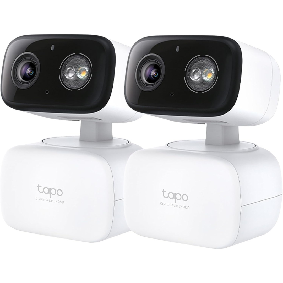 2-Pack Tapo 2K Indoor/Outdoor Pan/Tilt Wired Security Camera