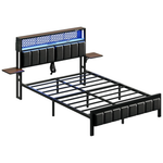 Bestier Full Bed Frame with Upholstered Headboard