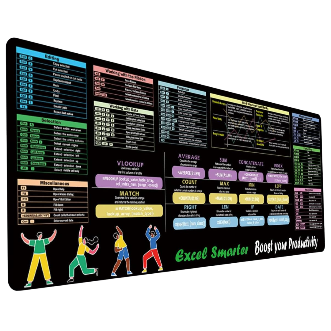 XL Extended Mouse Pad With Windows Keyboard Shortcuts