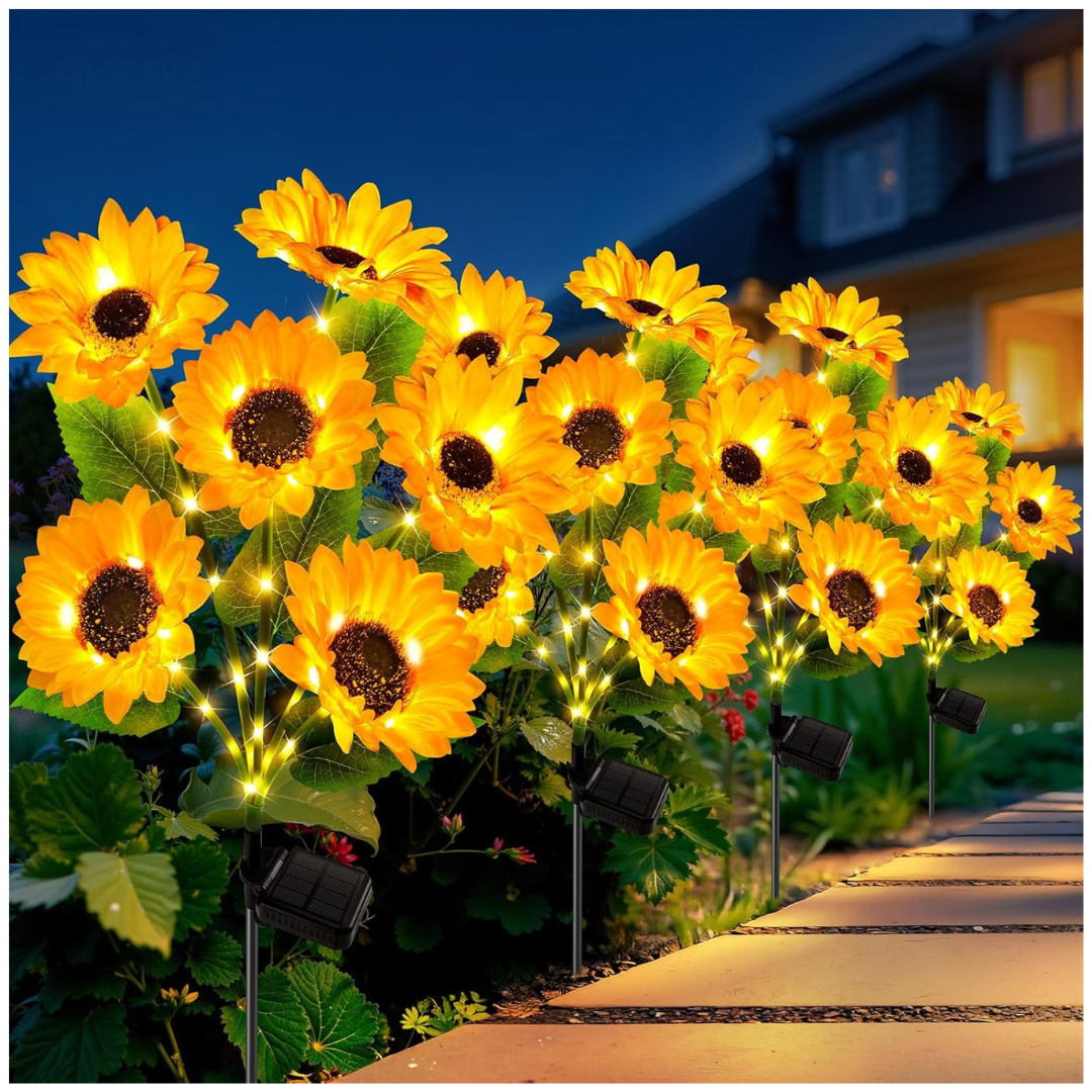 4-Pack Sunflower Outdoor Solar Lights