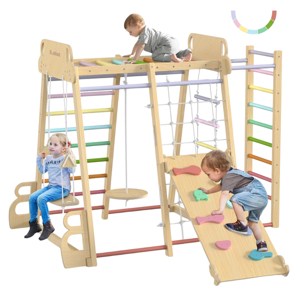 BlueWood 9-in-1 Waldorf Style Wooden Climber Playset