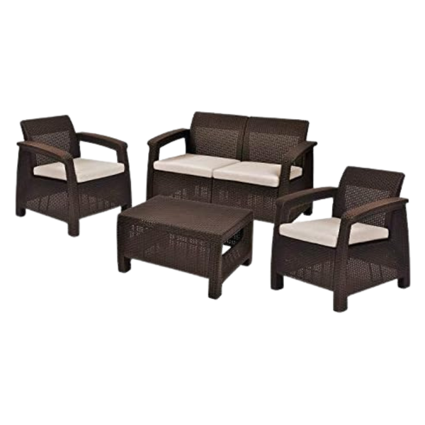 4-Piece Keter All Weather Patio Corfu Furniture Set With Cushions