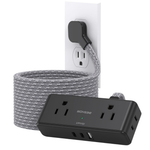 BESHON 15-Feet Extension Power Strip Flat Plug