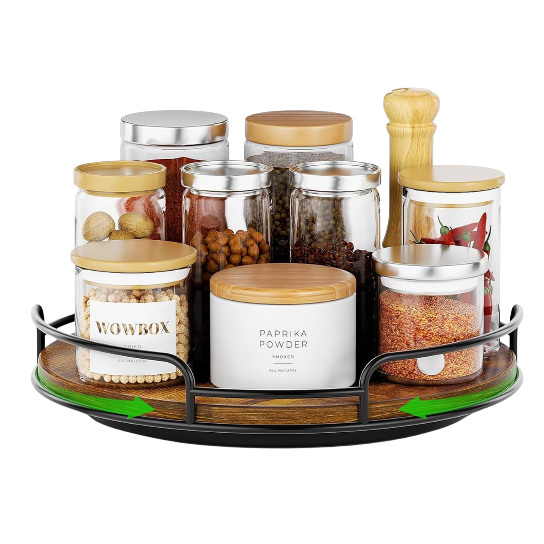 9" Wood Lazy Susan Turntable Organizer