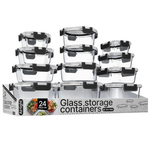 24-Piece Borosilicate Leakproof Glass Food Storage Containers