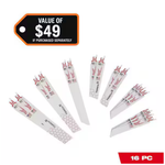 17-Piece Sawzall Bi-Metal Reciprocating Blade Set W/ 9" 8 Tpi Nitrus Torch Blade