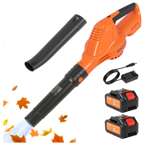 21V Electric Cordless Leaf Blower W/ 2 x 3.0Ah Batteries & Charger
