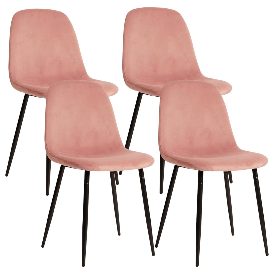Set Of 4 CangLong Modern Velvet Dining Chairs With Metal Legs