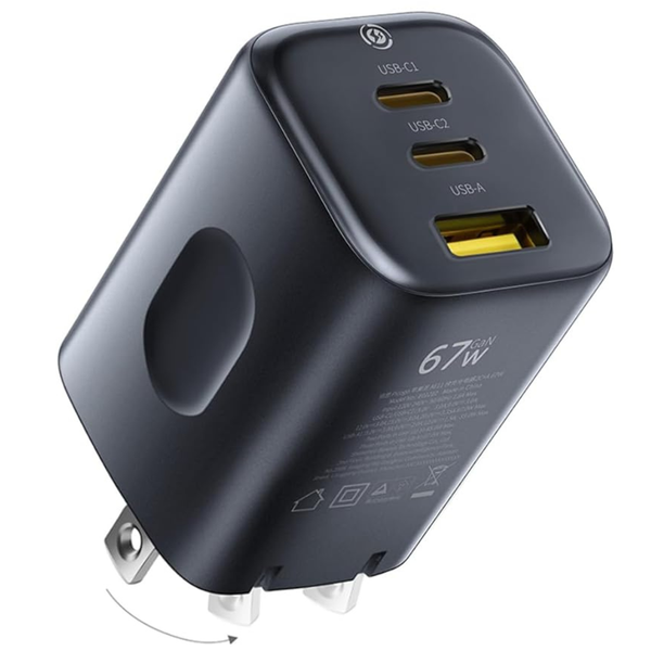 67W Baseus PICOGO 3-Port USB-C Wall Charger W/ Foldable Plug