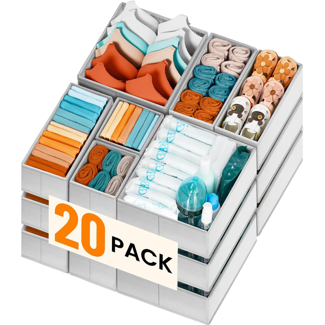 20-Pack Criusia Drawer Clothes Organizer Bins