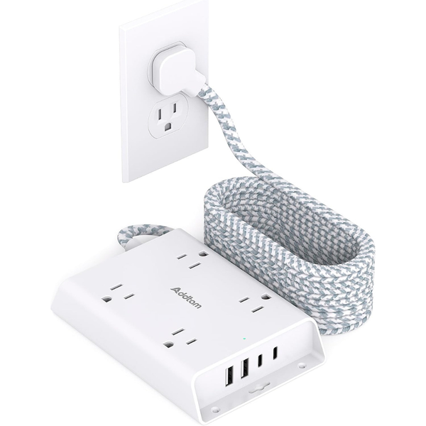 8-in-1 Addtam 10-Ft USB-C Surge Protector Power Strip