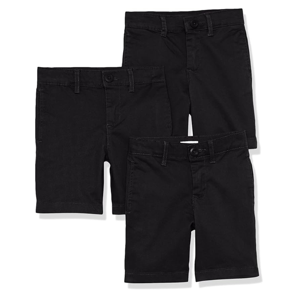 3-Pack Amazon Essentials Boy's Uniform Flat-Front Shorts