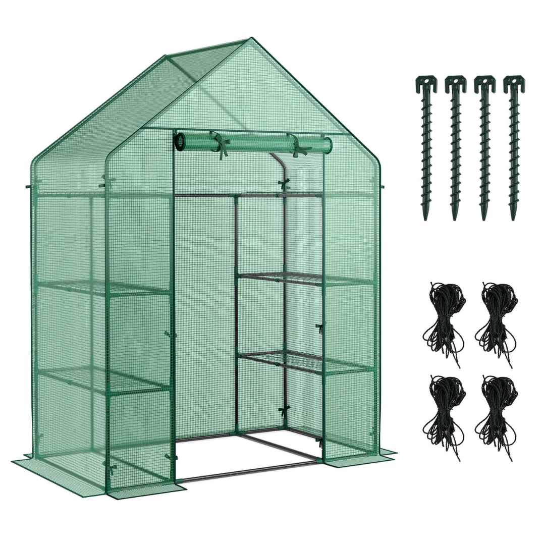 Costway Portable Mini Walk In Outdoor 4 Tier 8 Shelves Greenhouse