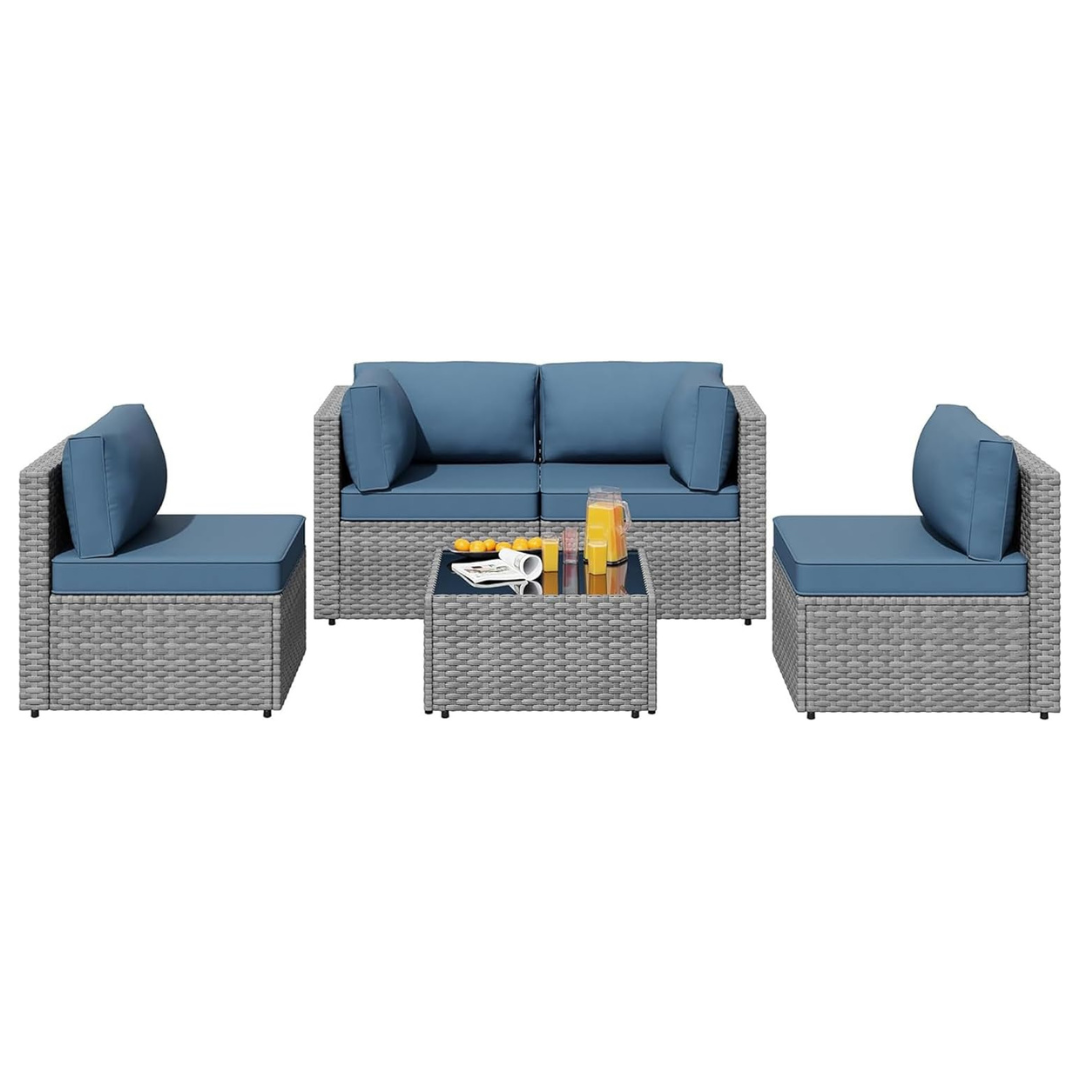 5-Pieces SUNLEI Low Back All-Weather Patio Furniture Set