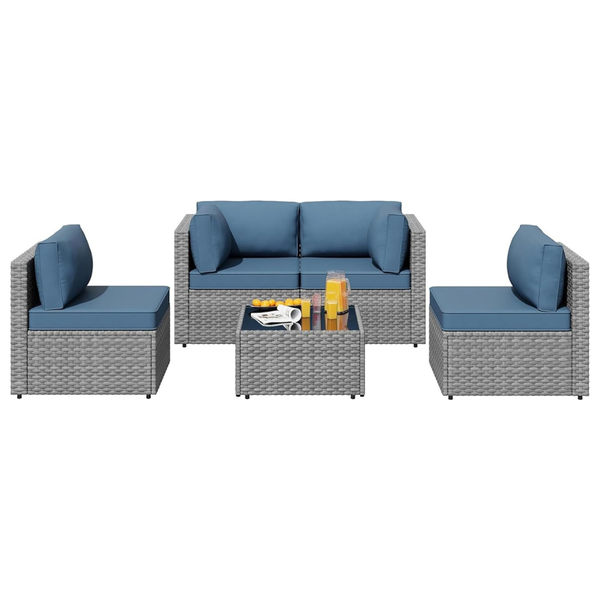 5-Pieces SUNLEI Low Back All-Weather Patio Furniture Set