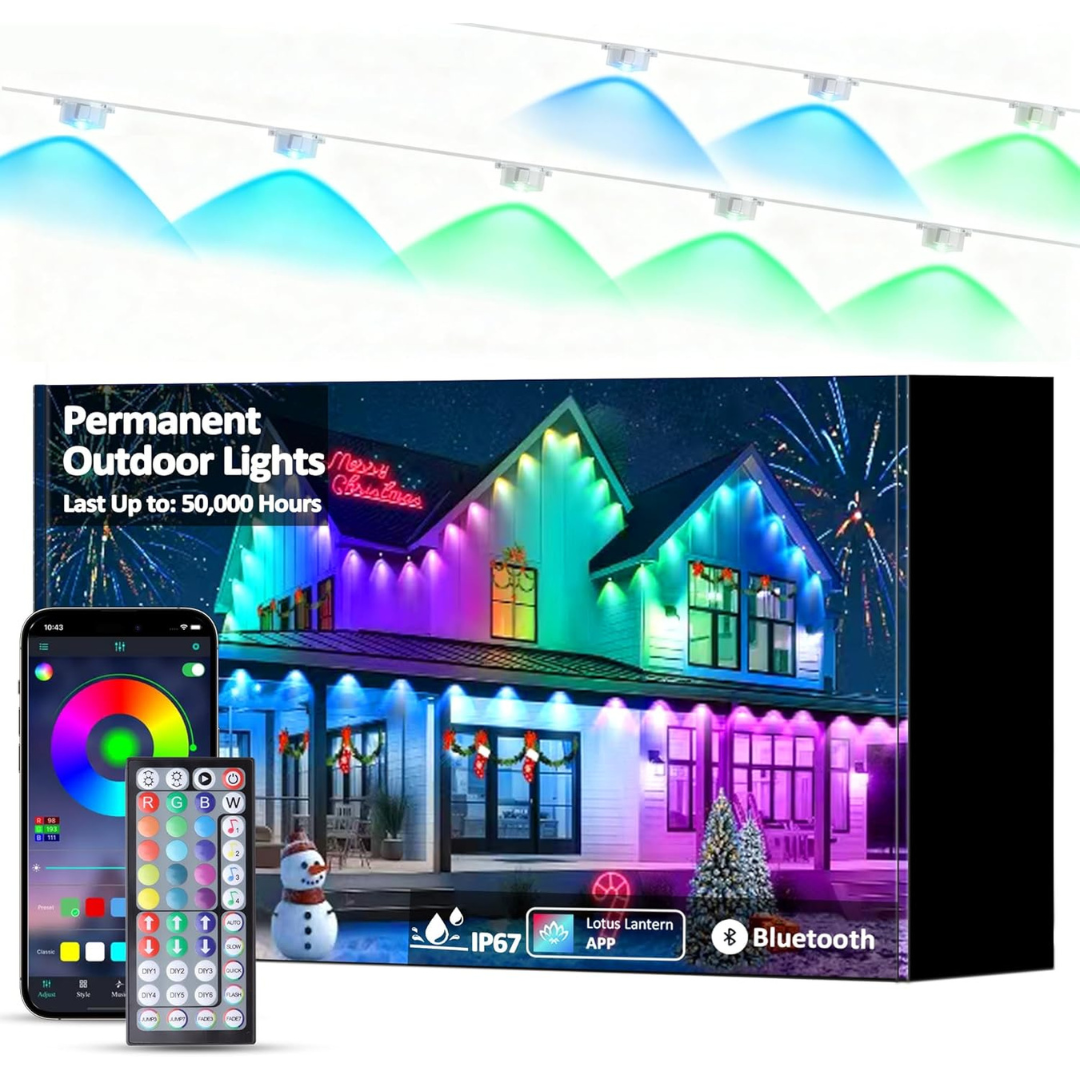 50FT RGB LED Outdoor Lights With App Remote Control