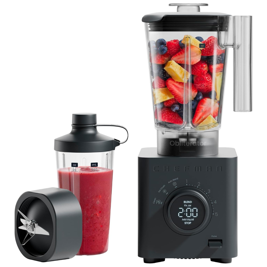 48oz 1380W Chefman Countertop Blender W/ 20oz Travel Jar