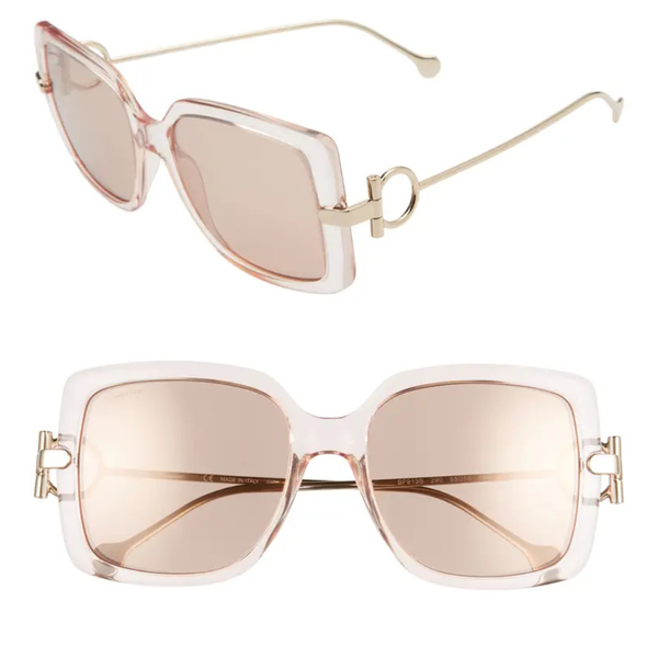 Salvatore Ferragamo Gancio 55mm Square Sunglasses (3 Colors)