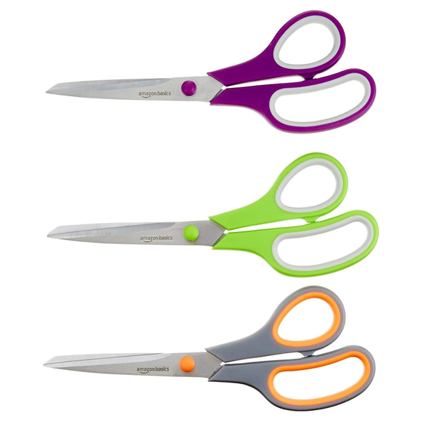 3-Pack AmazonBasics Stainless Steel Multipurpose Office Scissors