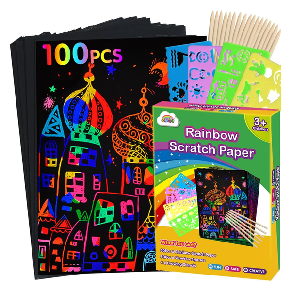 100-Piece 7.2" x 5" Scratch Paper Art Set