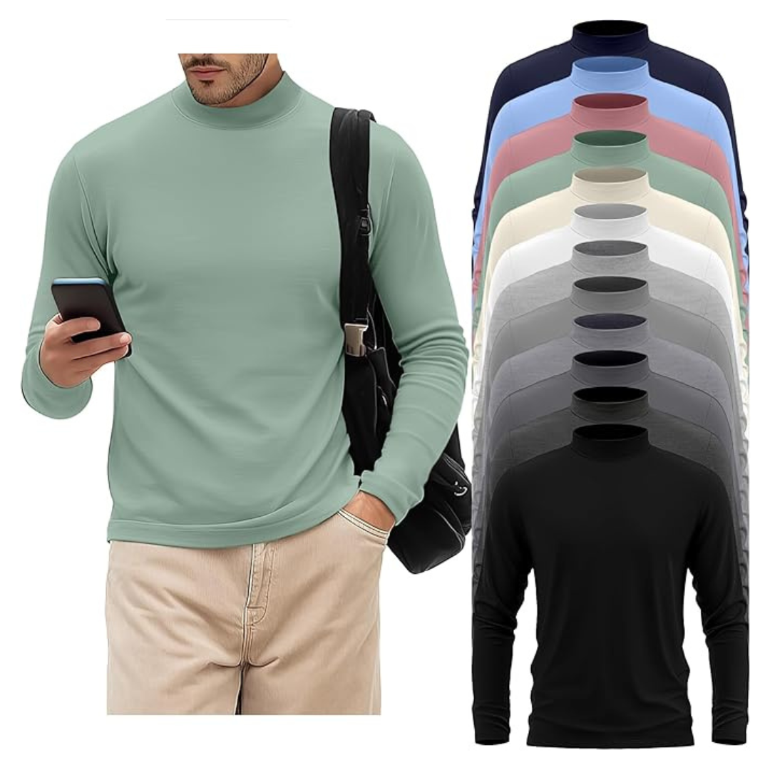 12-Pack Velvelhall Men Big and Tall Mock Neck Shirts