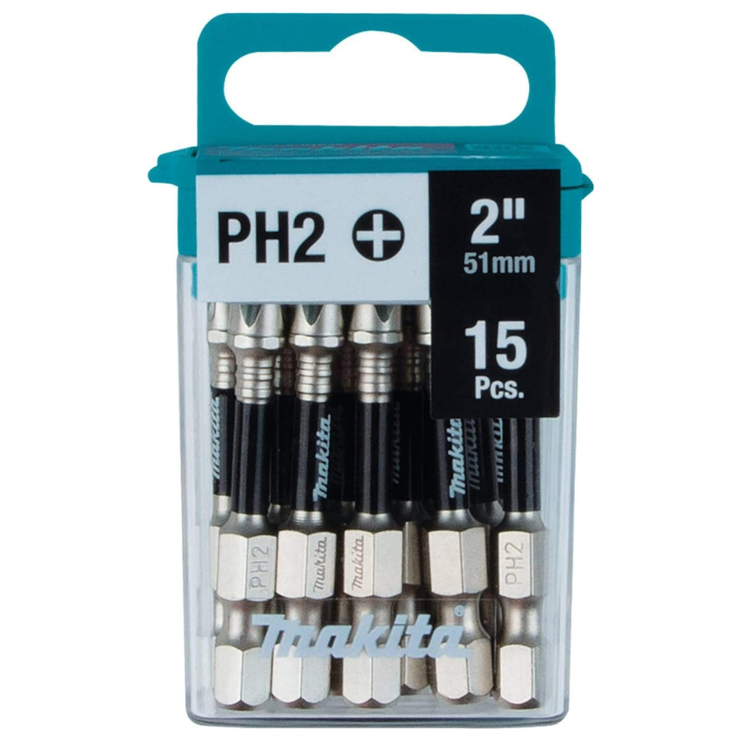 15-Pack Makita E-01046 Impact XPS #2 Phillips 2" Power Bit