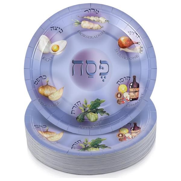 50-Pack 9" Disposable Passover Paper Seder Plates