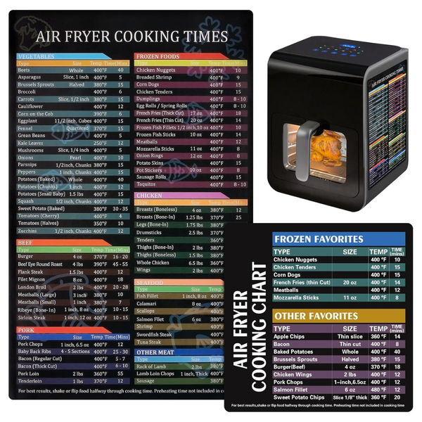 Seropy Air Fryer Magnetic Cheat Sheet