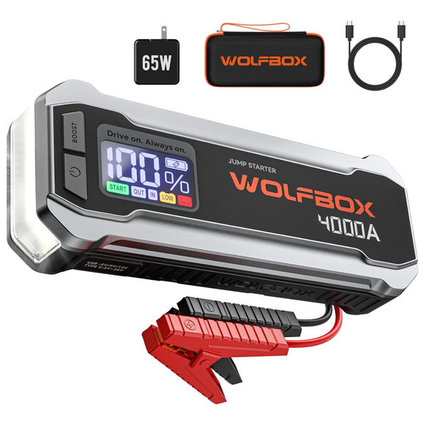 Wolfbox 4000A 12V Car Battery Jump Starter W/ 67W Quick Charger
