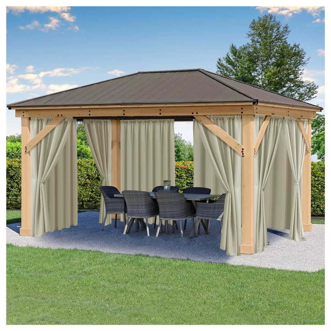 HolidayIdeas Patio Outdoor Curtains With Rod Pocket 6 Panels