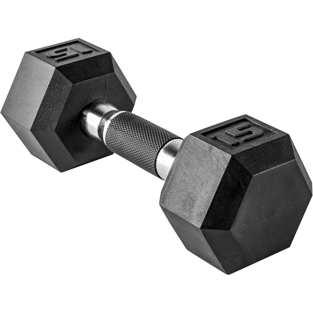 15-Lbs CAP Barbell Coated Hex Dumbbell Weight (Single)
