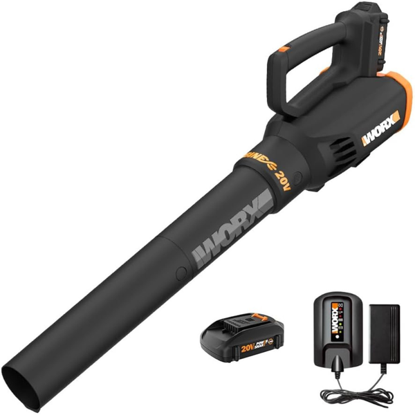 Worx 20V 360 CFM 75 MPH Cordless Turbine Leaf Blower W/ Battery & Charger