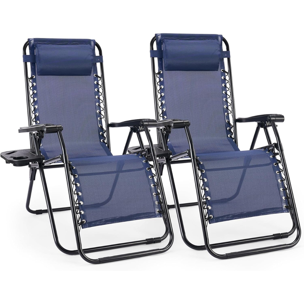 Set of 2 Sweetcrispy Portable Zero Gravity Patio Chairs (330lbs Cap.)