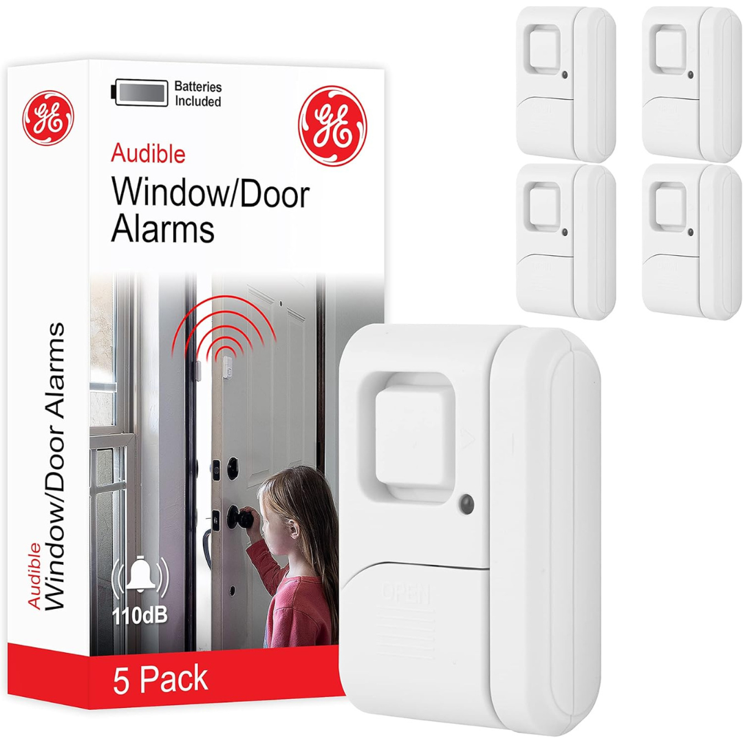 5-Pack GE Home Security Window And Door Alarm W/ Wireless Chime