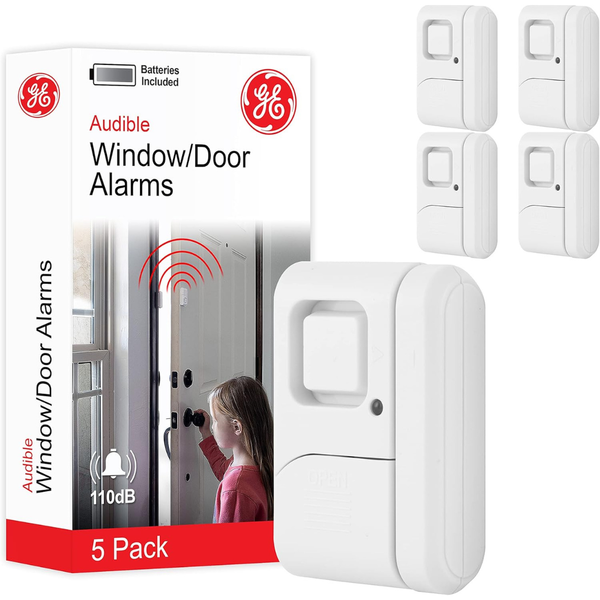5-Pack GE Home Security Window And Door Alarm W/ Wireless Chime
