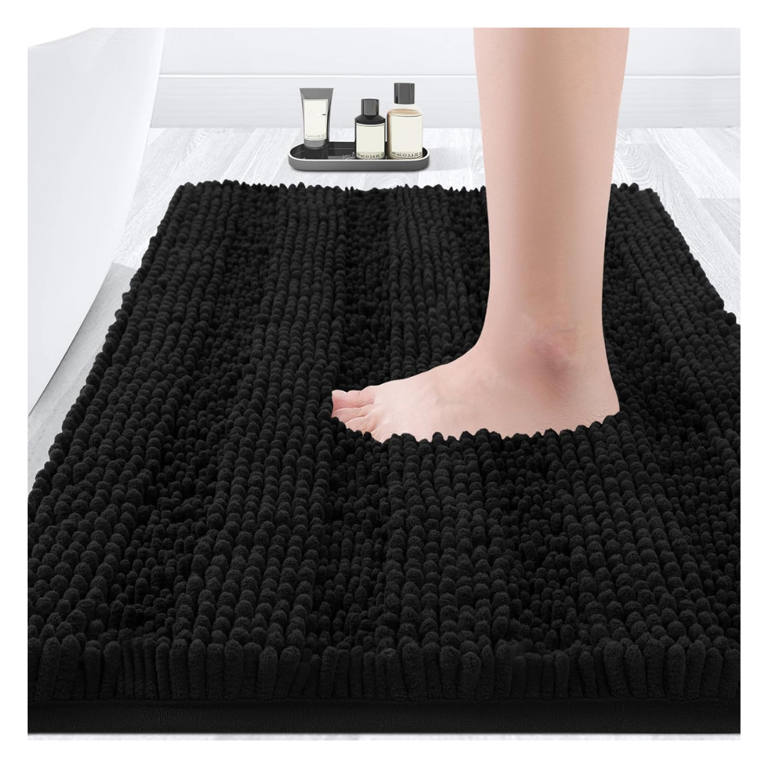24" x 17" Ultra Soft Non Slip Striped Bathroom Rug Mat