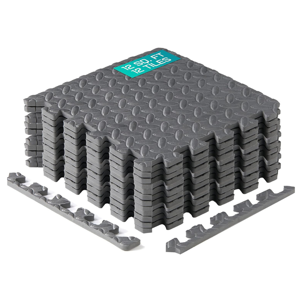 12-Pack EVA Interlocking Mats (12" x 12", 7/16" Thickness)